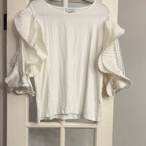 Elegant White Ruffle Sleeve Blouse